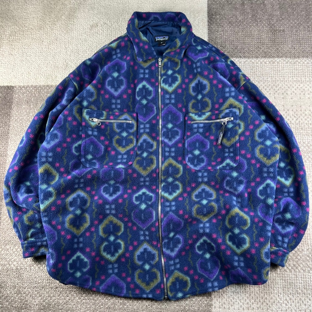 Vintage 94 Patagonia Synchilla Fleece Overshirt Jacket Mens XL Blue Tapestry USA